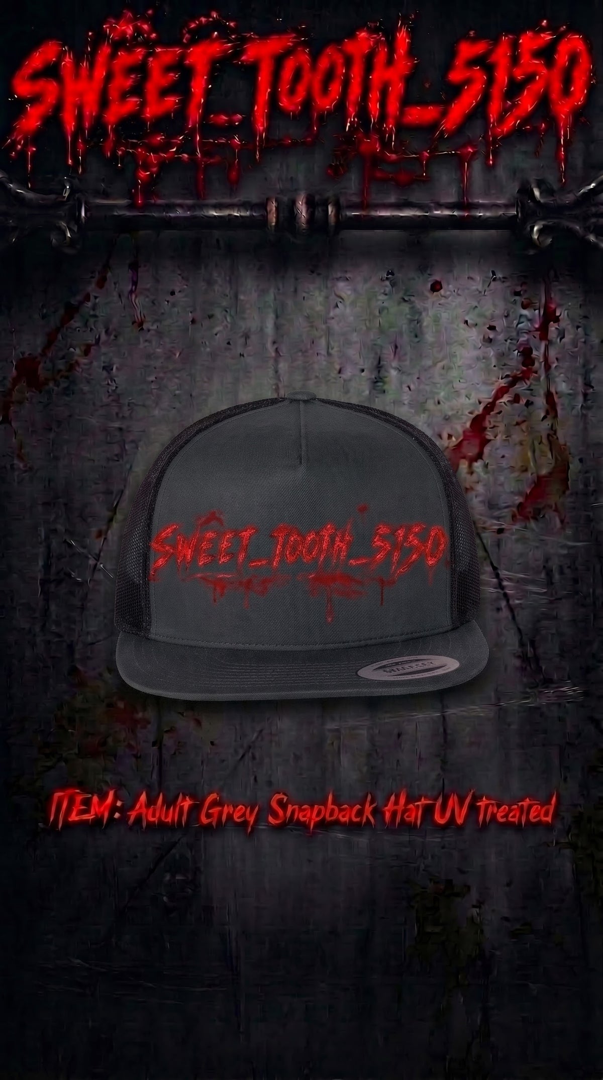 "SWEET TOOTH 5150"Adult Snapback Hat UV Treated